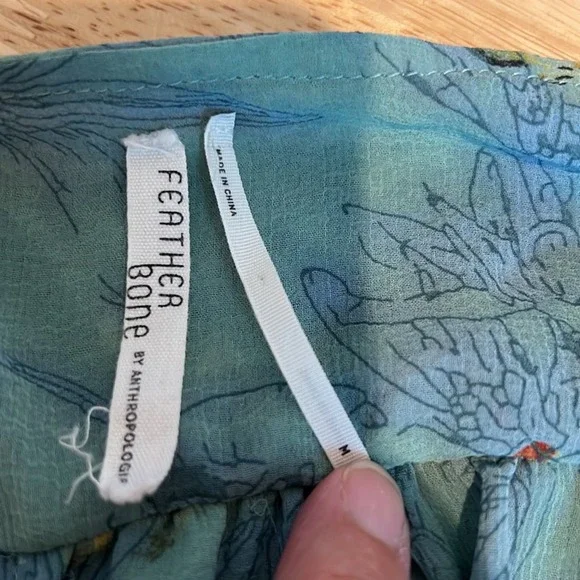 Anthropologie Feather Bone Osuna Wrap Dress Women's M Teal Butterfly Print - Picture 9 of 12